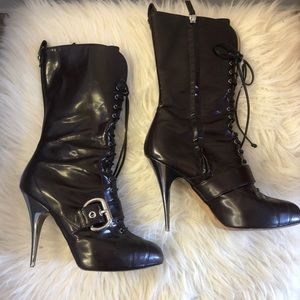 Giuseppe Zanotti Patent Lace up boots with buckle